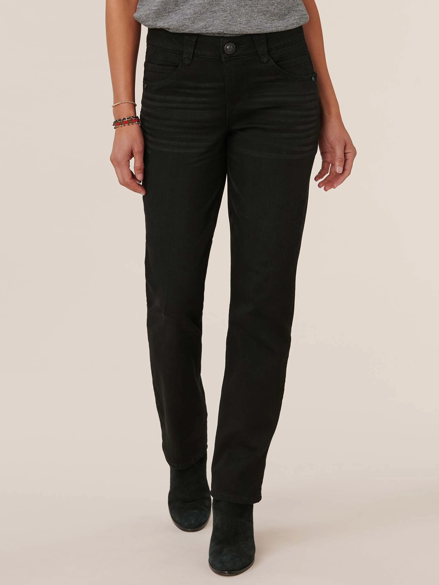"Ab"solution? Petite Straight Leg Black Jeans Button Fly Option Street Vibe