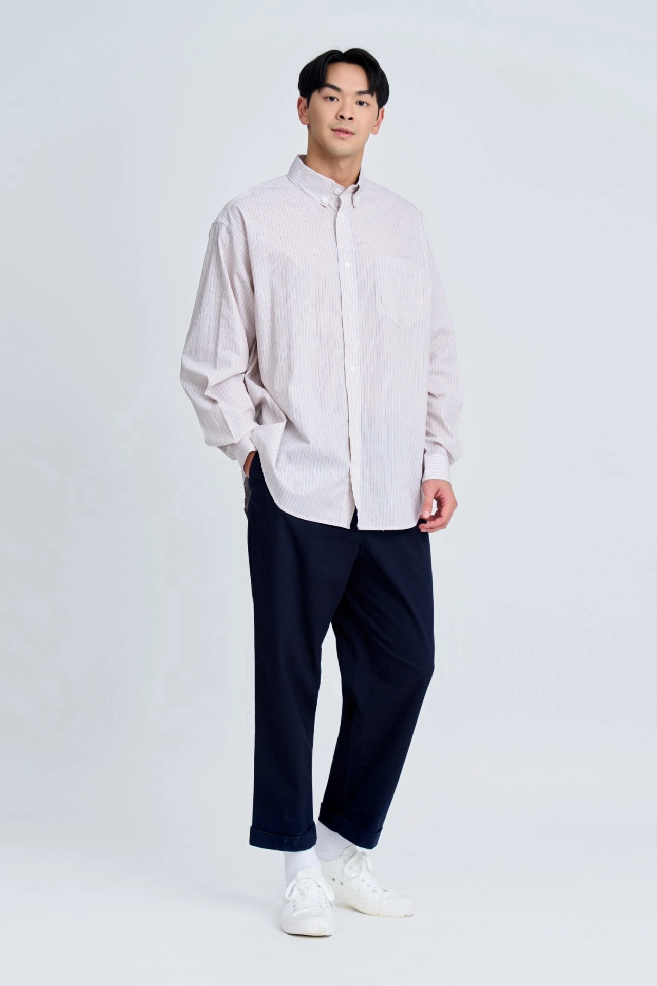 Oversized Striped Shirt [AT] Chilly Comfort