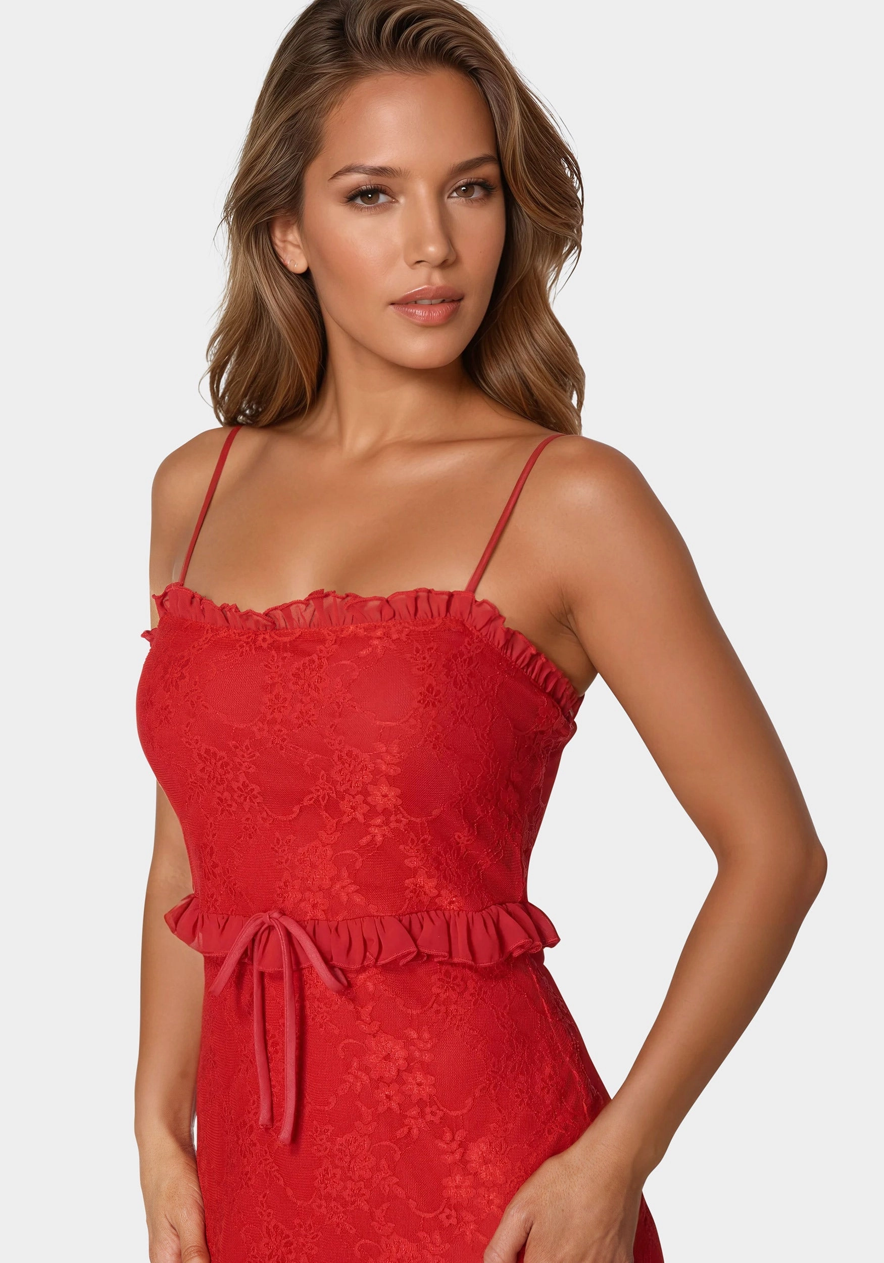 Lace Maxi With Ruffle Dress Tie-dye BreathableLining