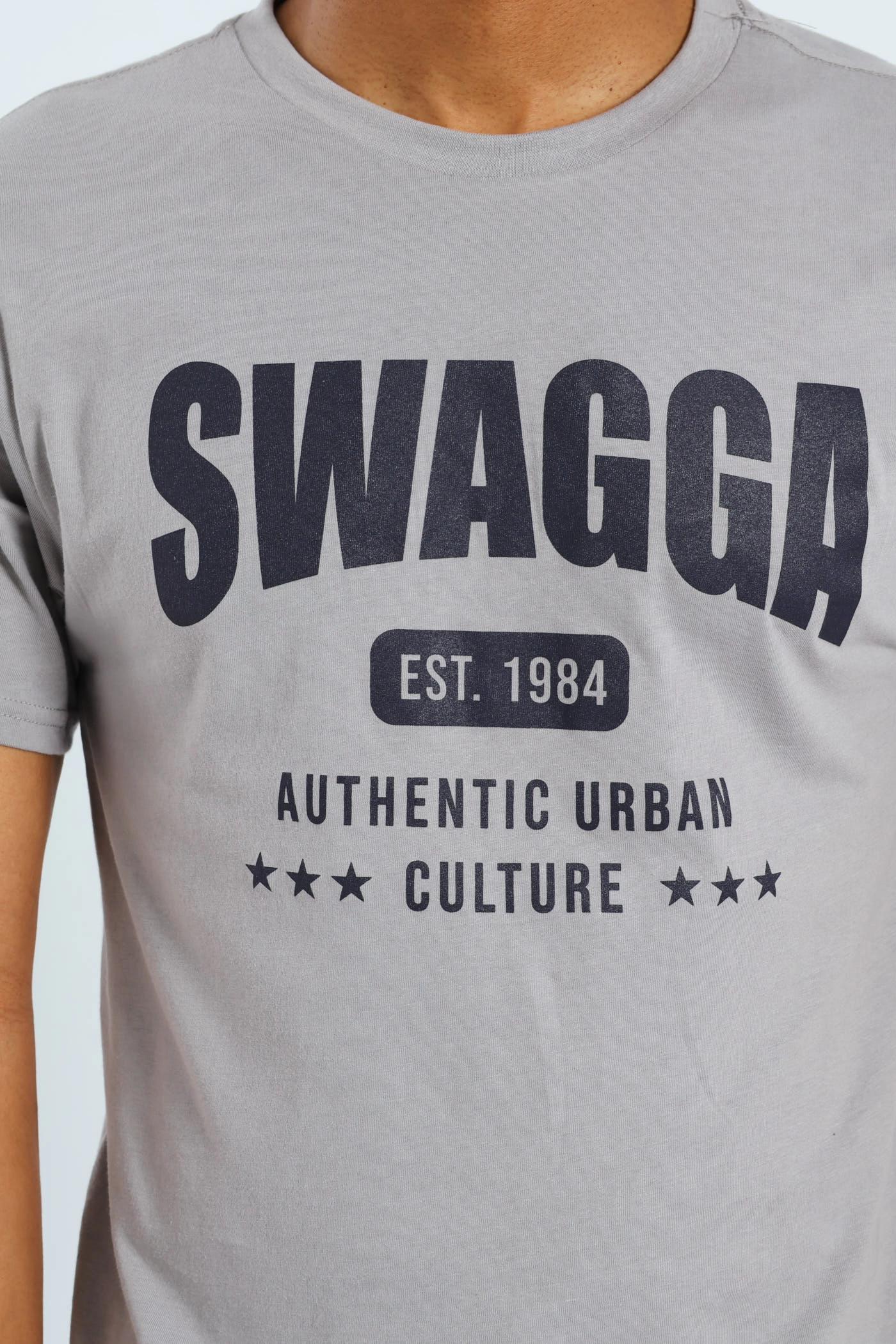 Basic Print Tee - Light Grey Cool and Comfortable