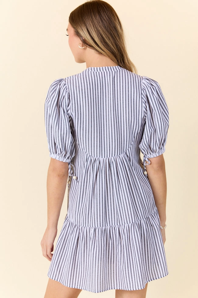 Faith In You Grey Striped Collared Mini Dress SALE Comfortable fit dress
