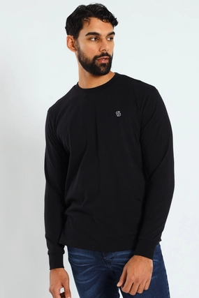 anti static coating Long Sleeve Slub Tee - Black
