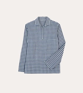 Navy Gingham Cotton Reversible Smock Roll-Up Sleeve mix and match