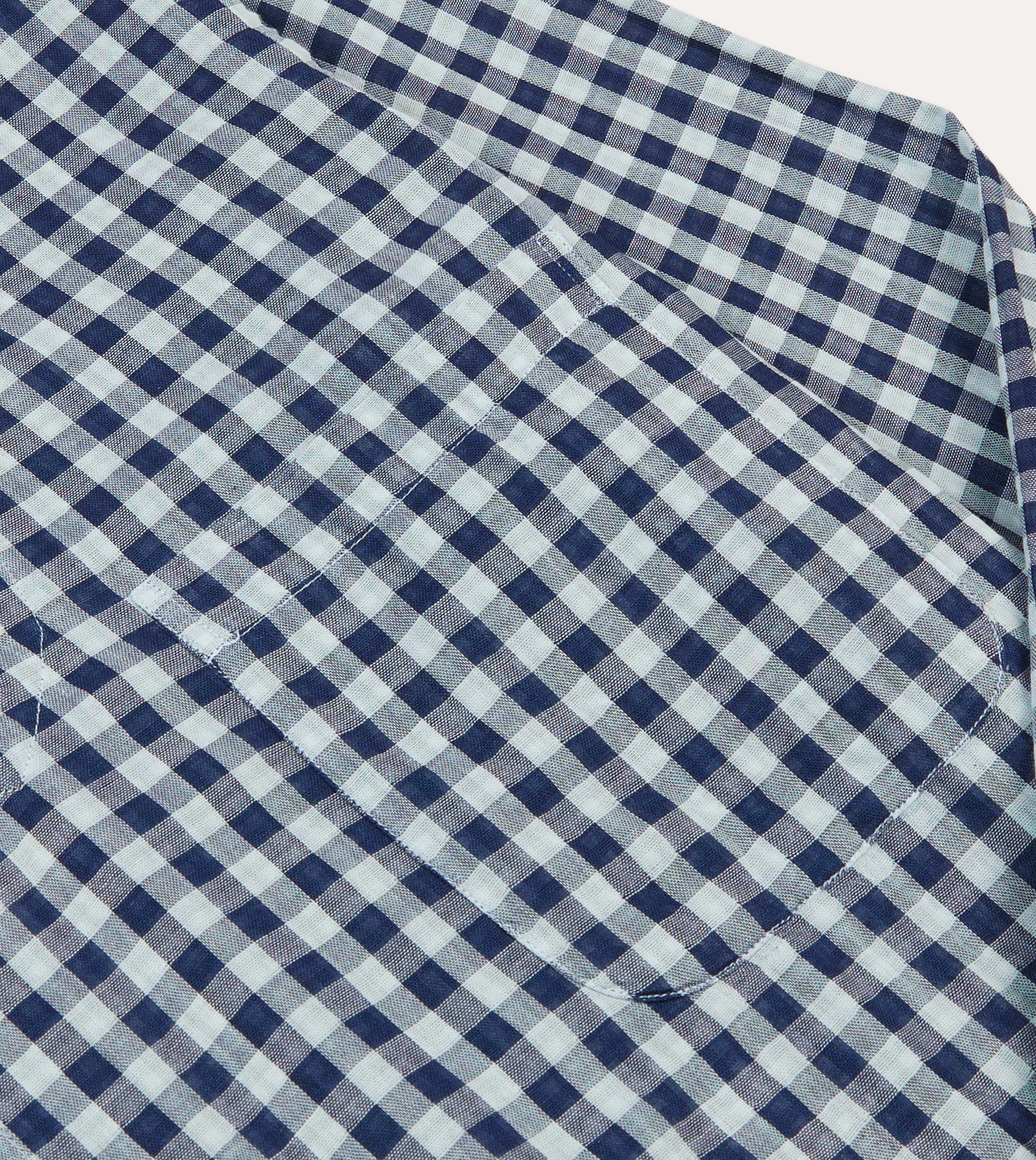 Moisture Management Tech Navy Gingham Cotton Reversible Smock