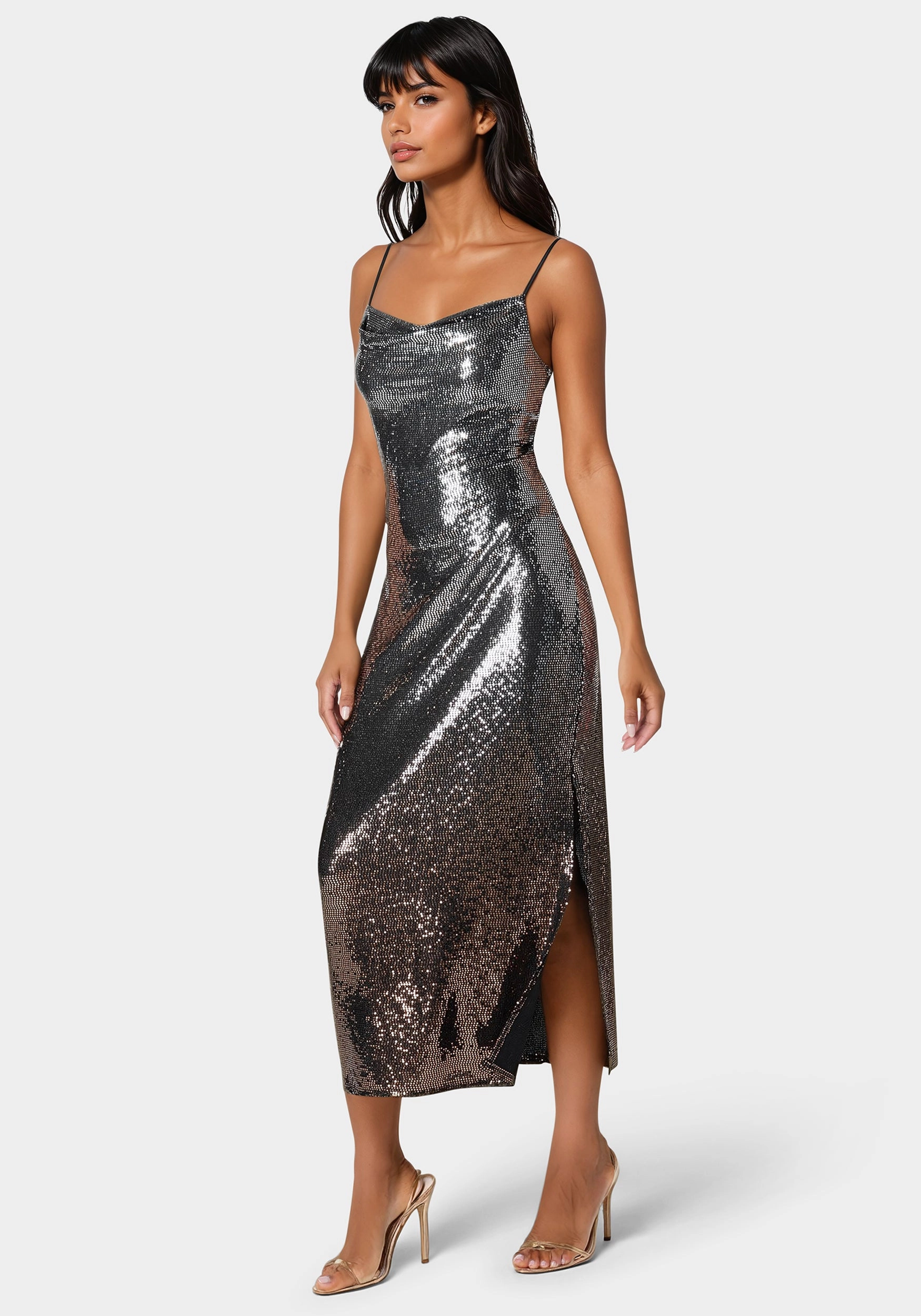 Urban Style Ombre Sequin Maxi Slip Dress