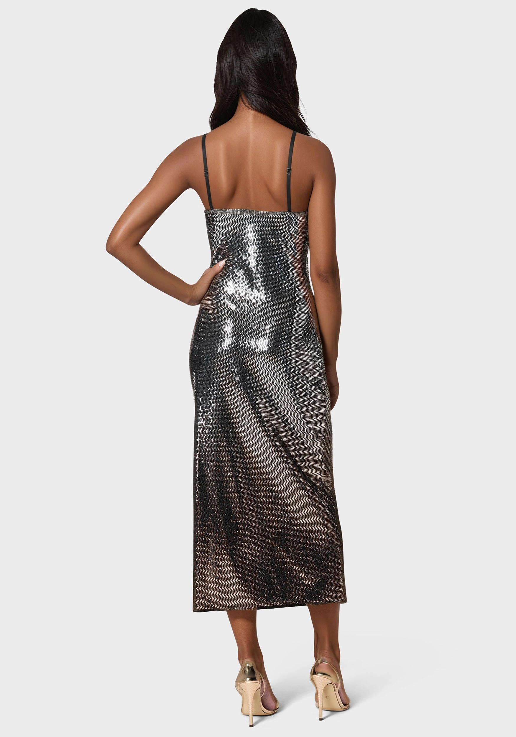 Soft Fabric Comfortable Design Ombre Sequin Maxi Slip Dress