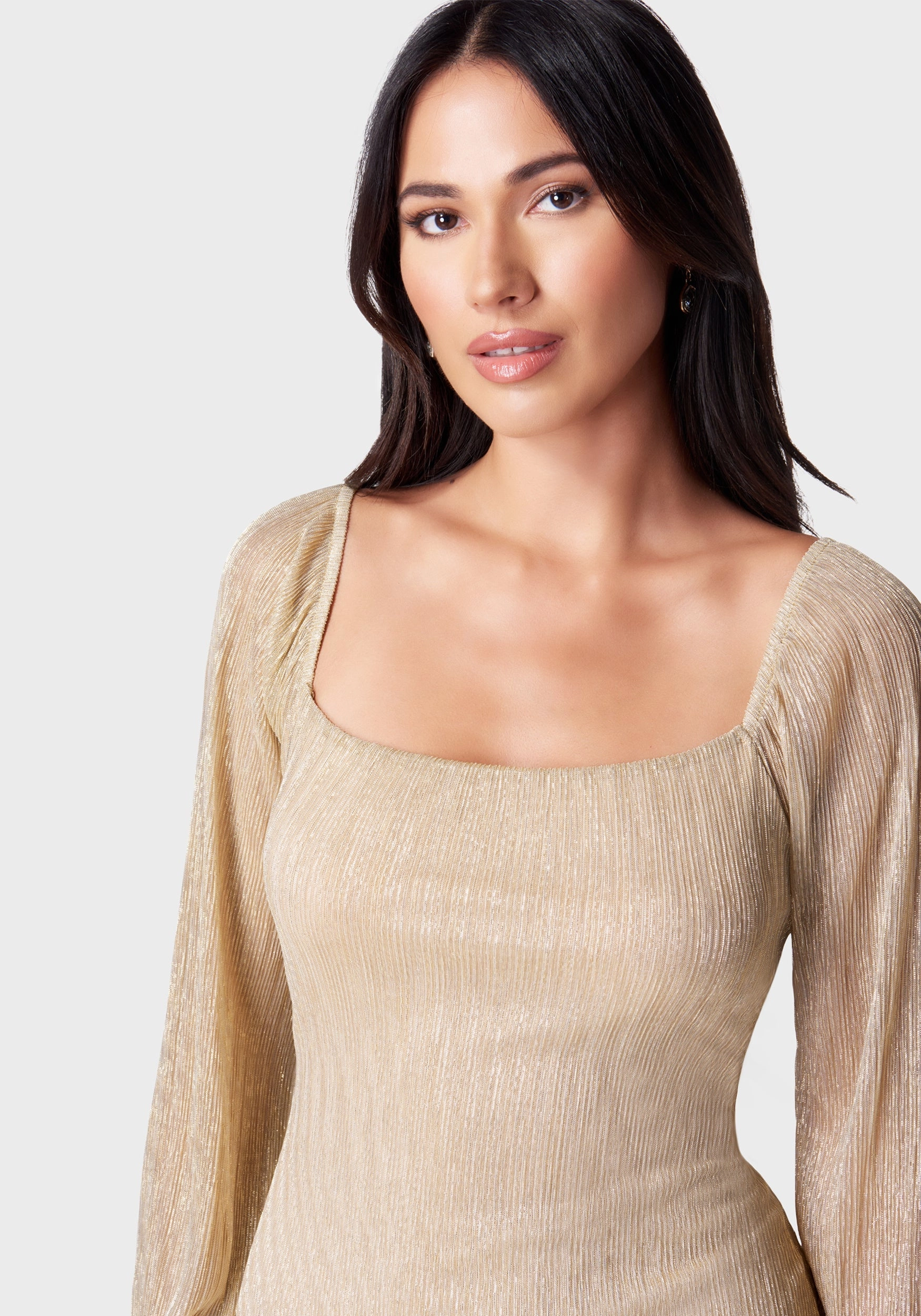 Walk Mood Boxy-Style Dolce Pleat Square Neck Dress