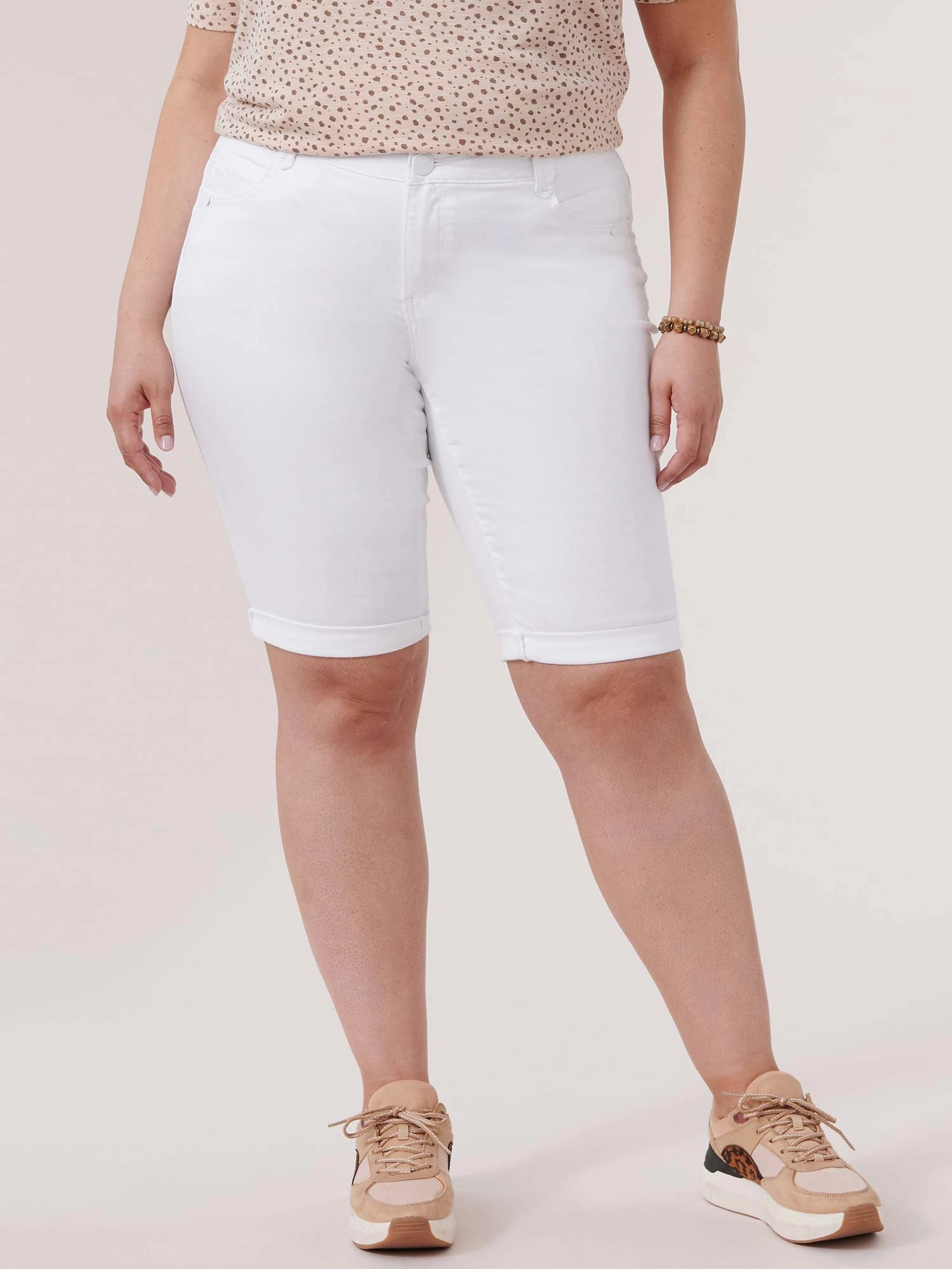 "Ab"solution? White Denim Booty Lift Plus Bermuda Shorts Bold Patterns