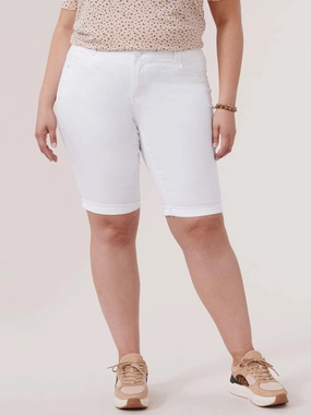 "Ab"solution? White Denim Booty Lift Plus Bermuda Shorts cargo style sophisticated appearance