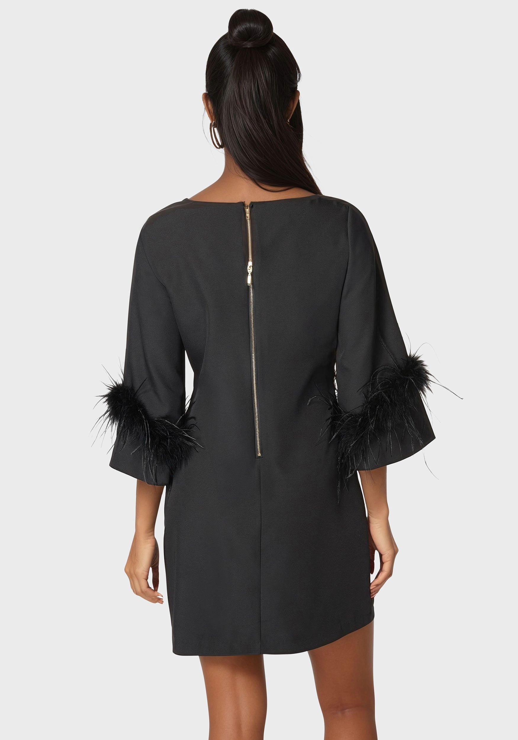 Cloud Light Feather Sleeve Mini Dress