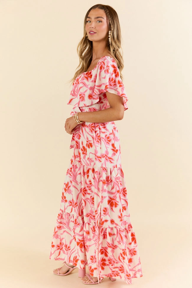 Plus Fit Low Key Feeling Just Fine Pink and White Maxi Dress FINAL SALE