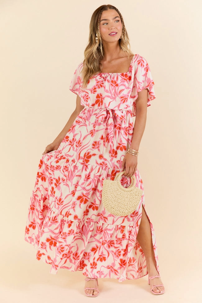 Feeling Just Fine Pink and White Maxi Dress FINAL SALE Vibrant Aesthetic Sharp Detail
