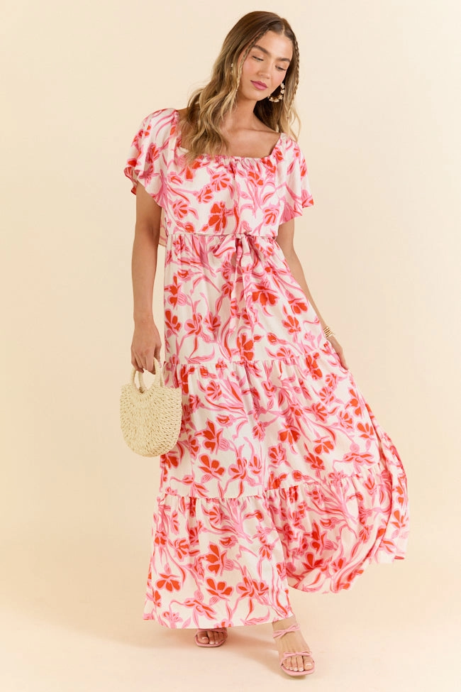 Balanced Tone Flattering Fit for All Feeling Just Fine Pink and White Maxi Dress FINAL SALE