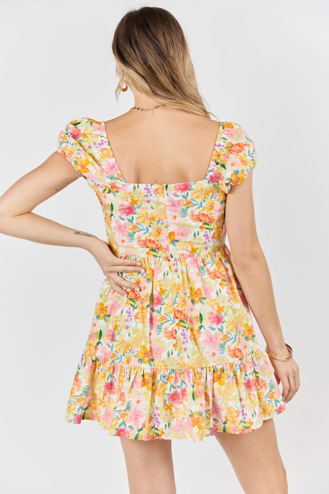 Quick Drying Breezy Fit Dream Of Me Multi Floral Bubble Sleeve Mini Dress SALE