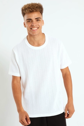 Fine Crochet Look Tee - White Quick-Dry Fabric Soft Fit Wear