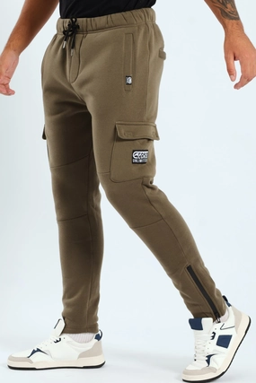 Patch Fleece Joggrer - Olive Cozy Stretch Stay Comfortable