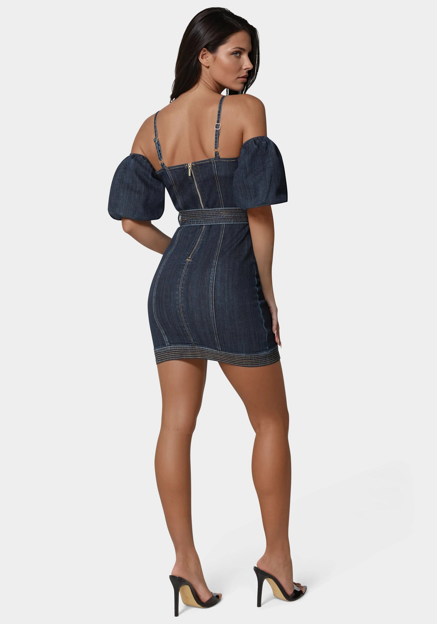 Tie-dye everyday elegance Fitted Denim Dress