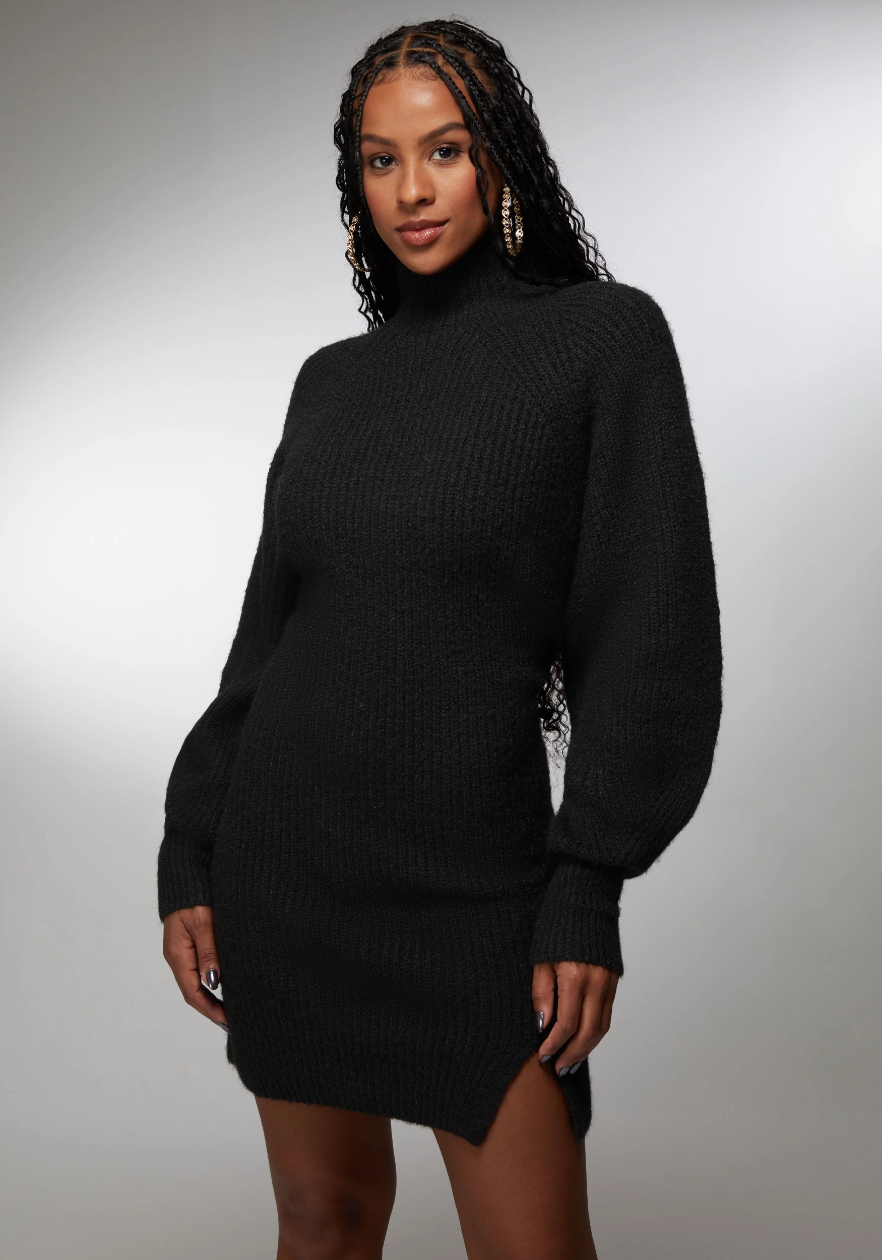 Shirred-Detail Urban Classic Oversized Sweater Dress
