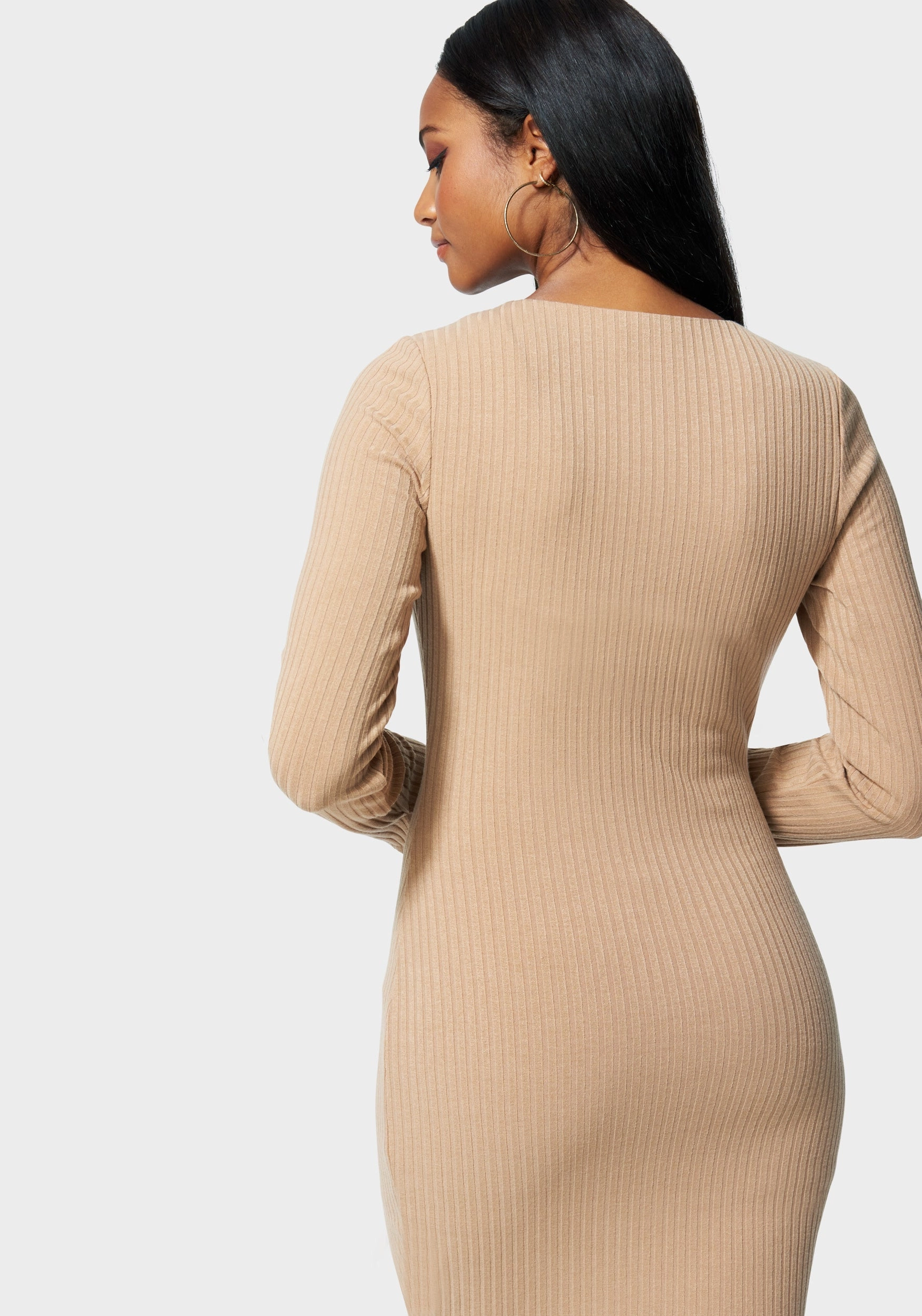 Chain Detail Rib Dress Comfortable Silhouette