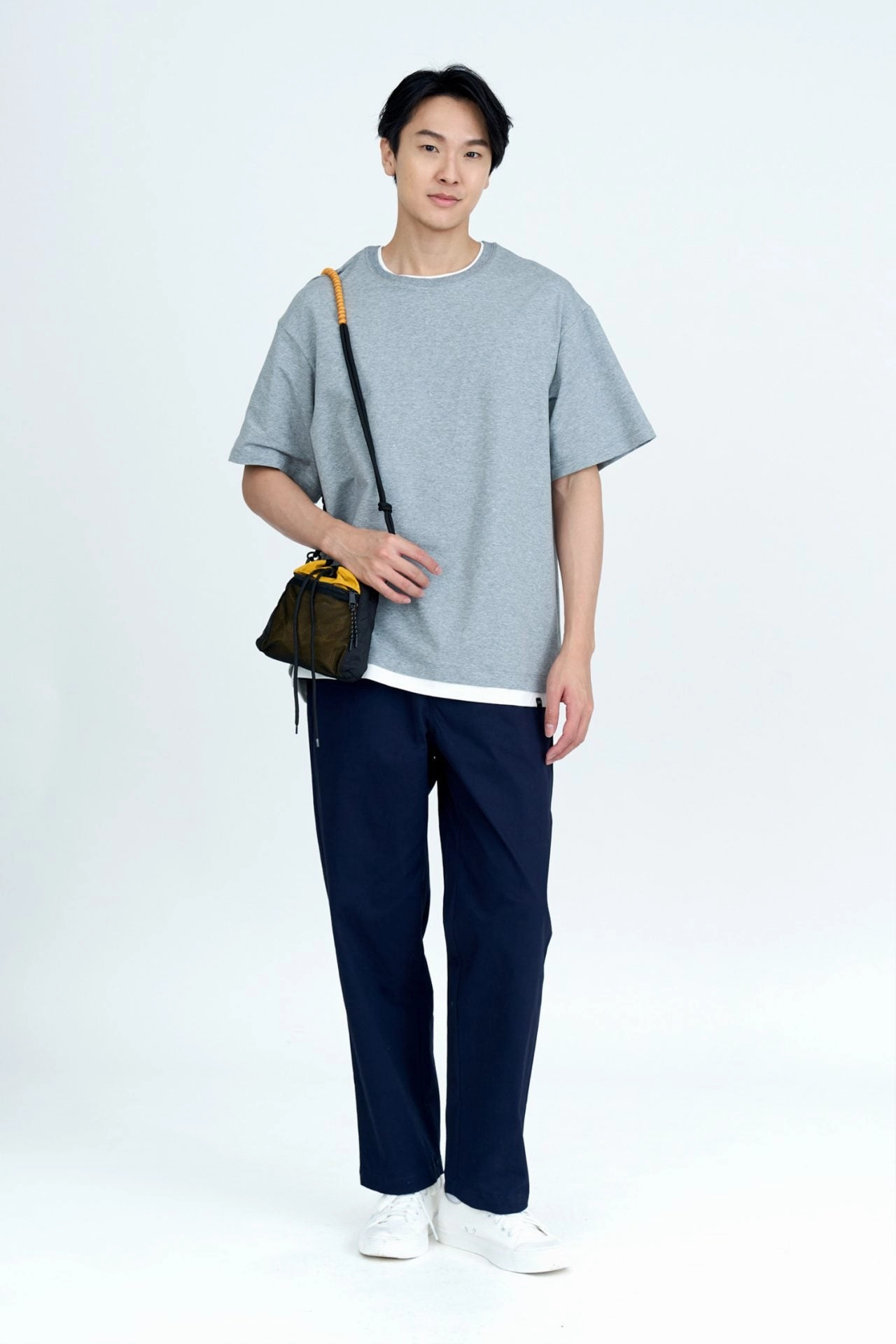 Non Restrictive Drawstring Straight Cut Pants - Navy [AT]
