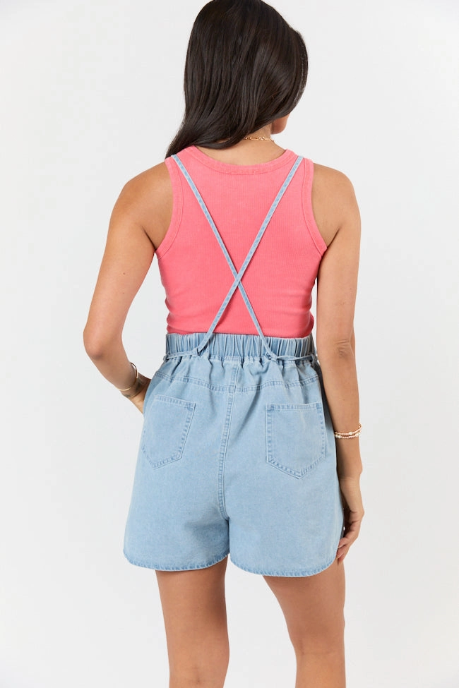 Pure Fit Better Perspective Blue Chambray Pull On Romper SALE
