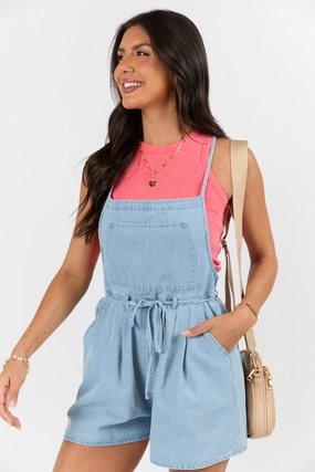 Better Perspective Blue Chambray Pull On Romper SALE Light material