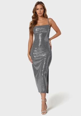 Cowl Neck Shimmer Maxi Dress Polished Fit velvet feel