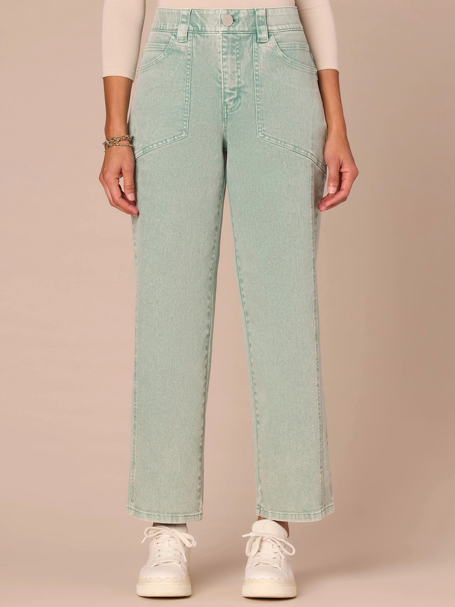 Loose Smooth Shopping Day "Ab"solution Skyrise Relaxed Straight Leg Jeans with Seaming Detail