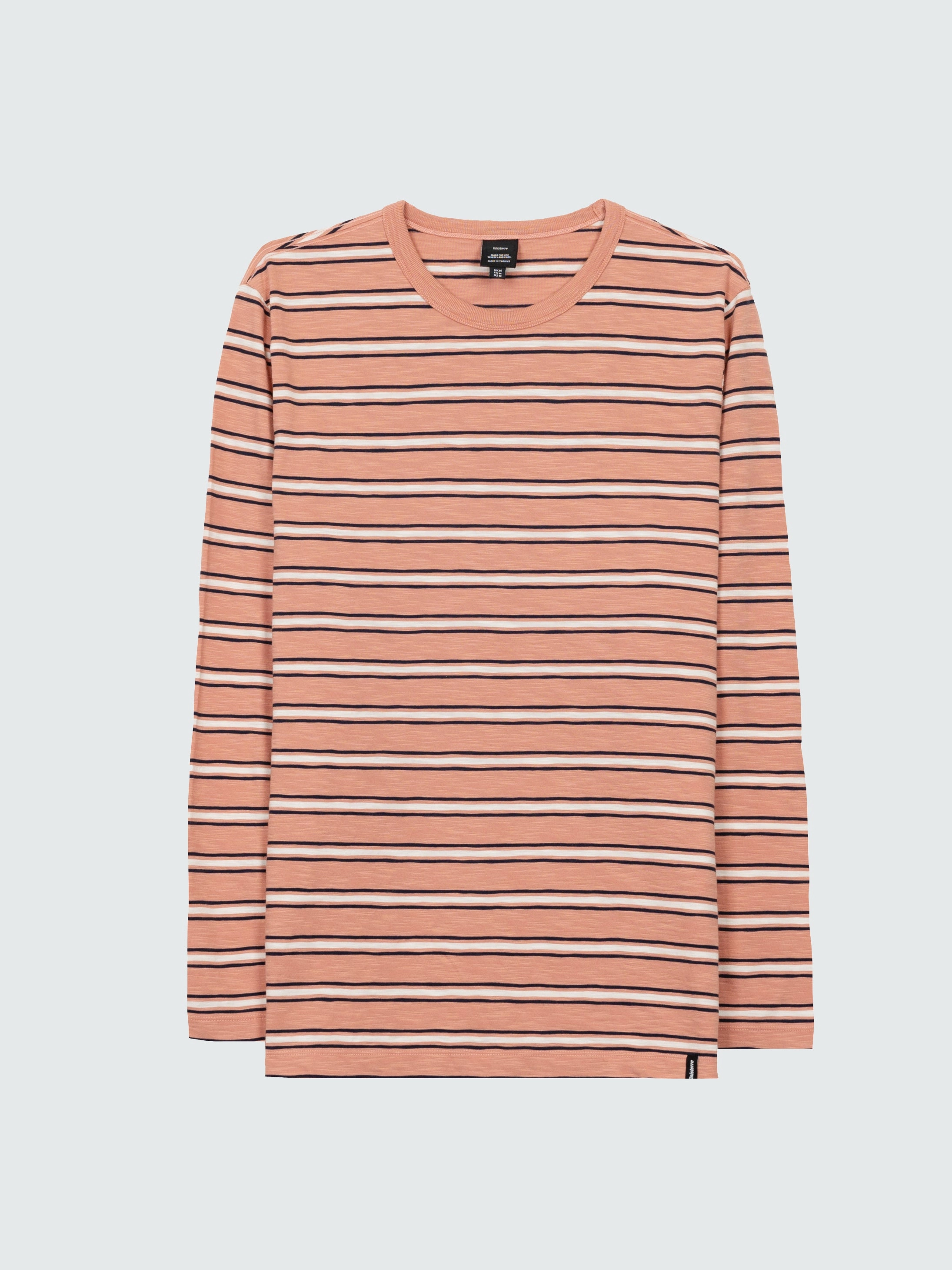 Men's Channel Stripe Long Sleeve T-Shirt Raw Edge Hem Chic Casual Wear