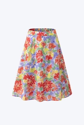 music concert Tonal Look Floral Gathered Skirt - Mixed Florals [AT]