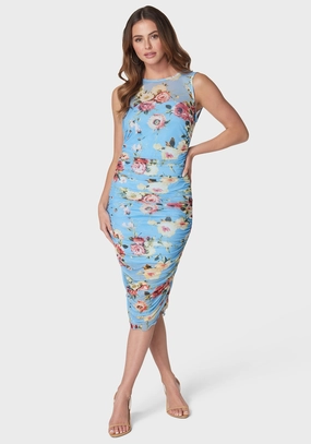 Floral Midi Mesh Dress Lightweight-Layer Curve Friendly