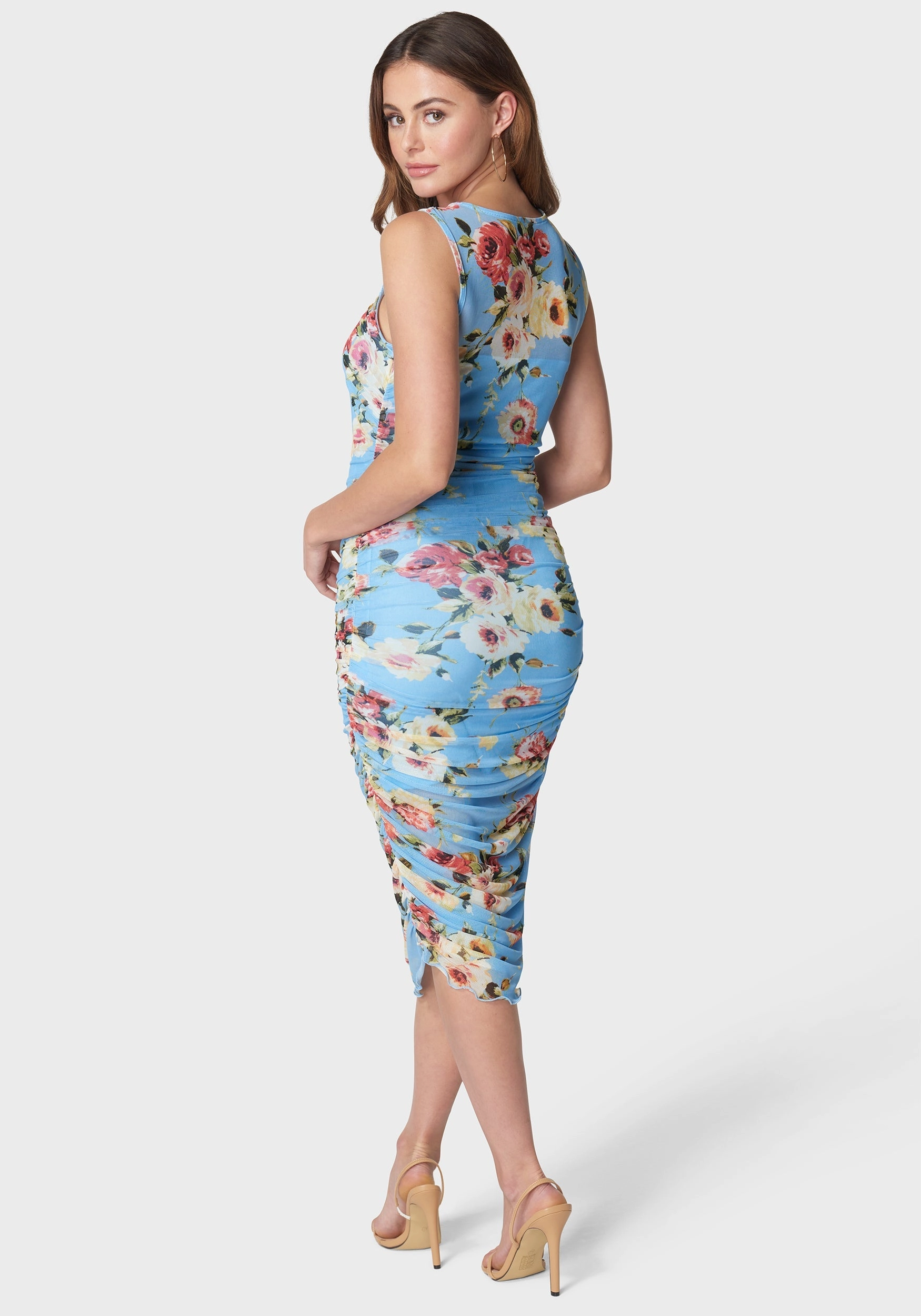 flowy style Comfy and Elegant Floral Midi Mesh Dress