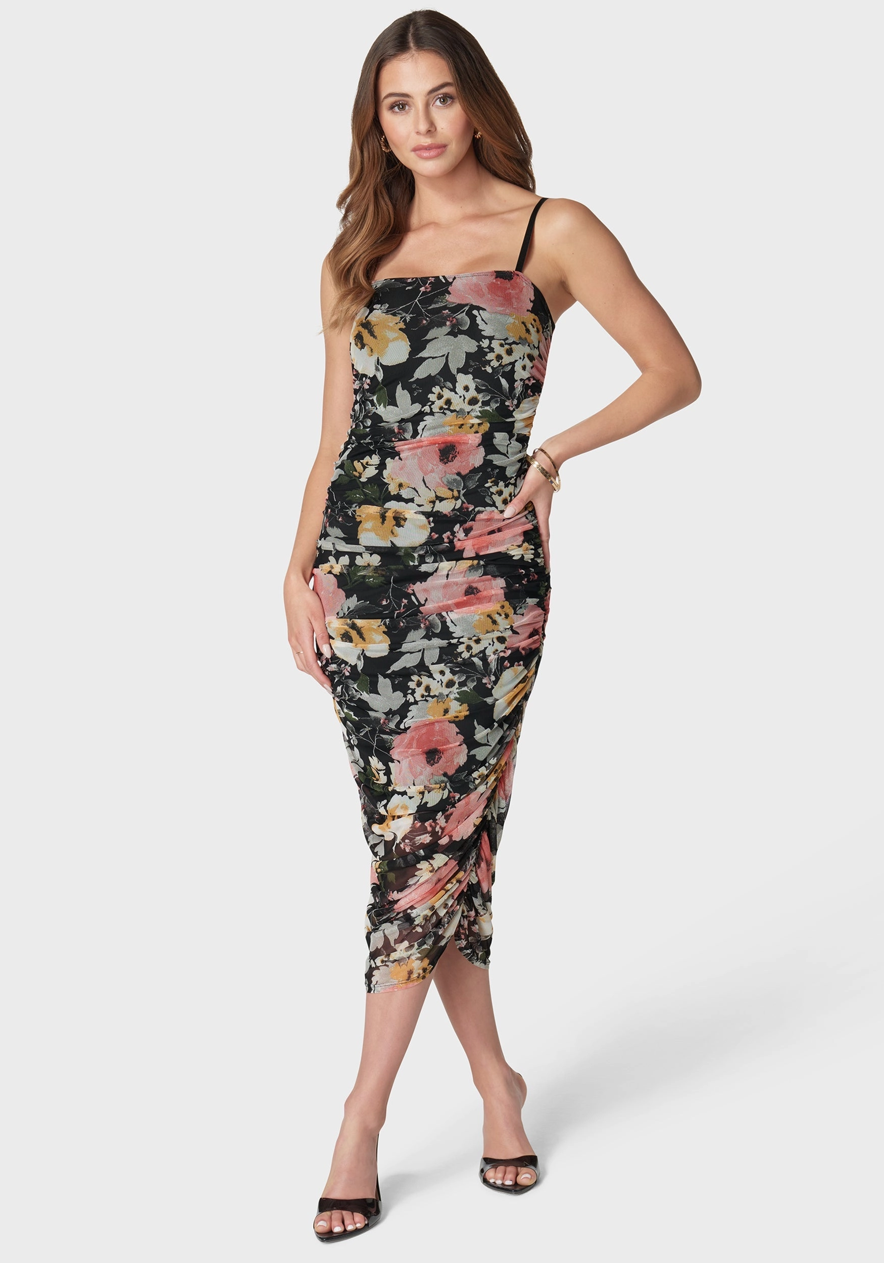 Moment Glow Floral Tube Mesh Dress