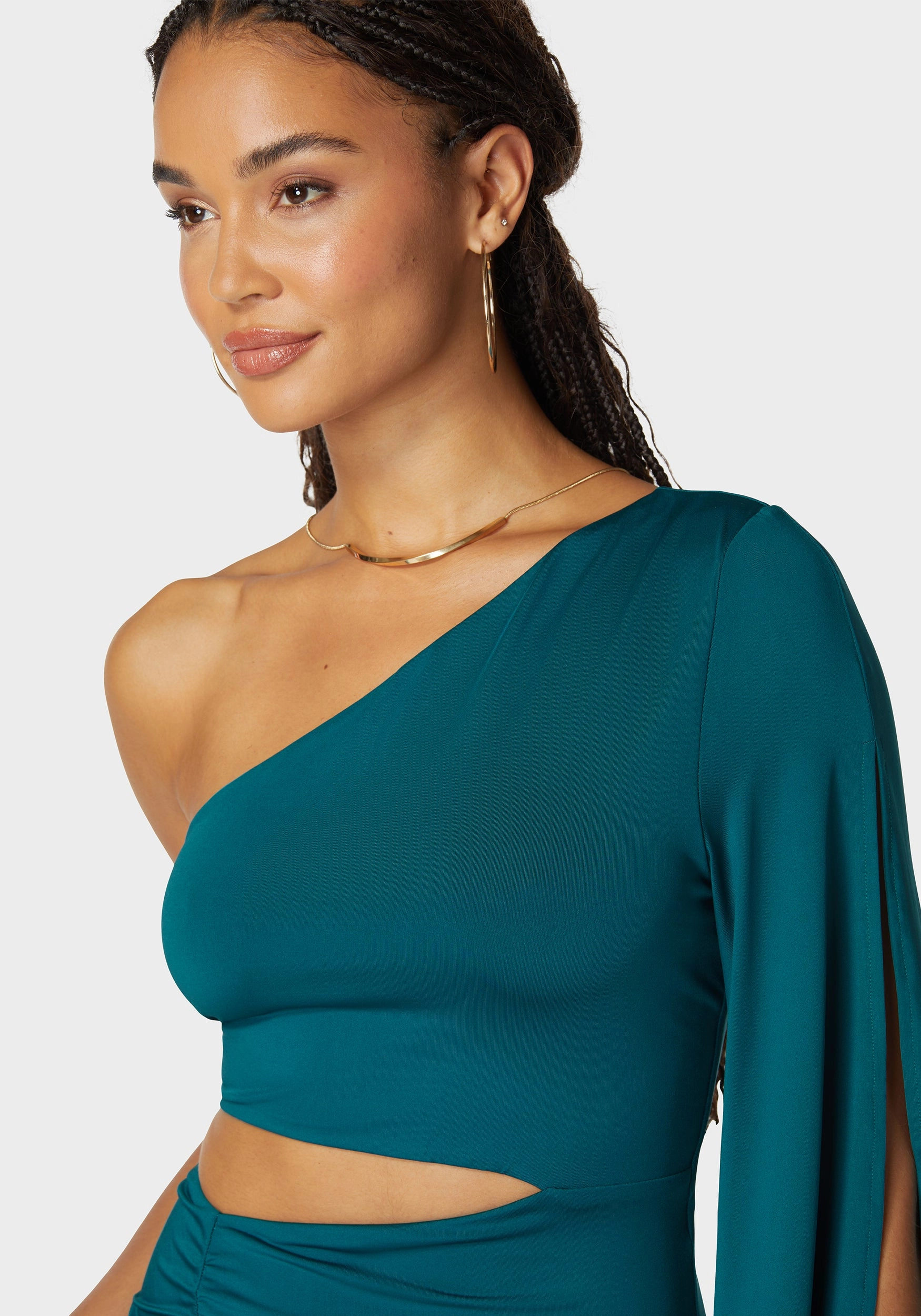 Earthy Hue Flowy One Shoulder Asymmetrical Mini Dress