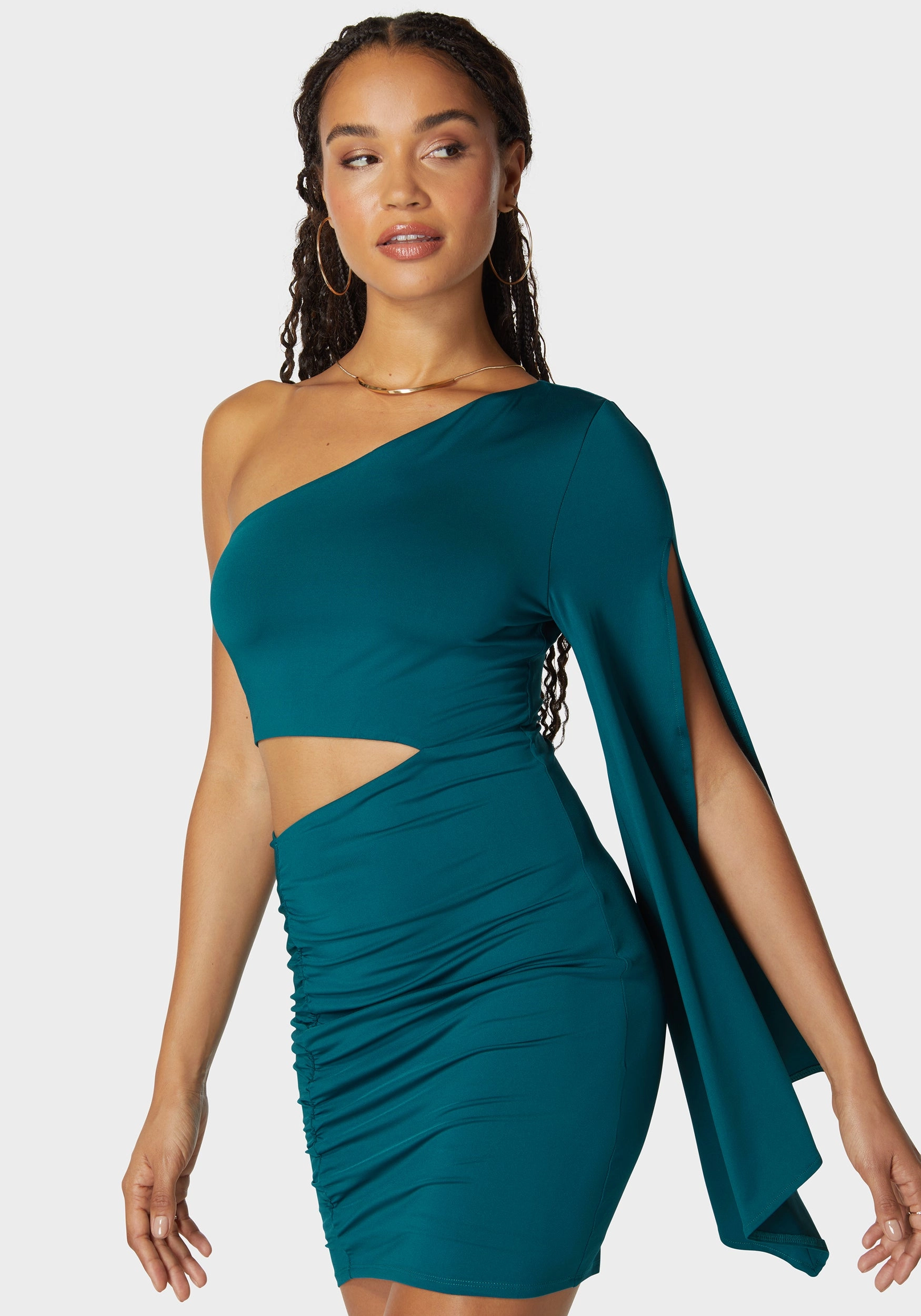 Statement Look Flowy One Shoulder Asymmetrical Mini Dress
