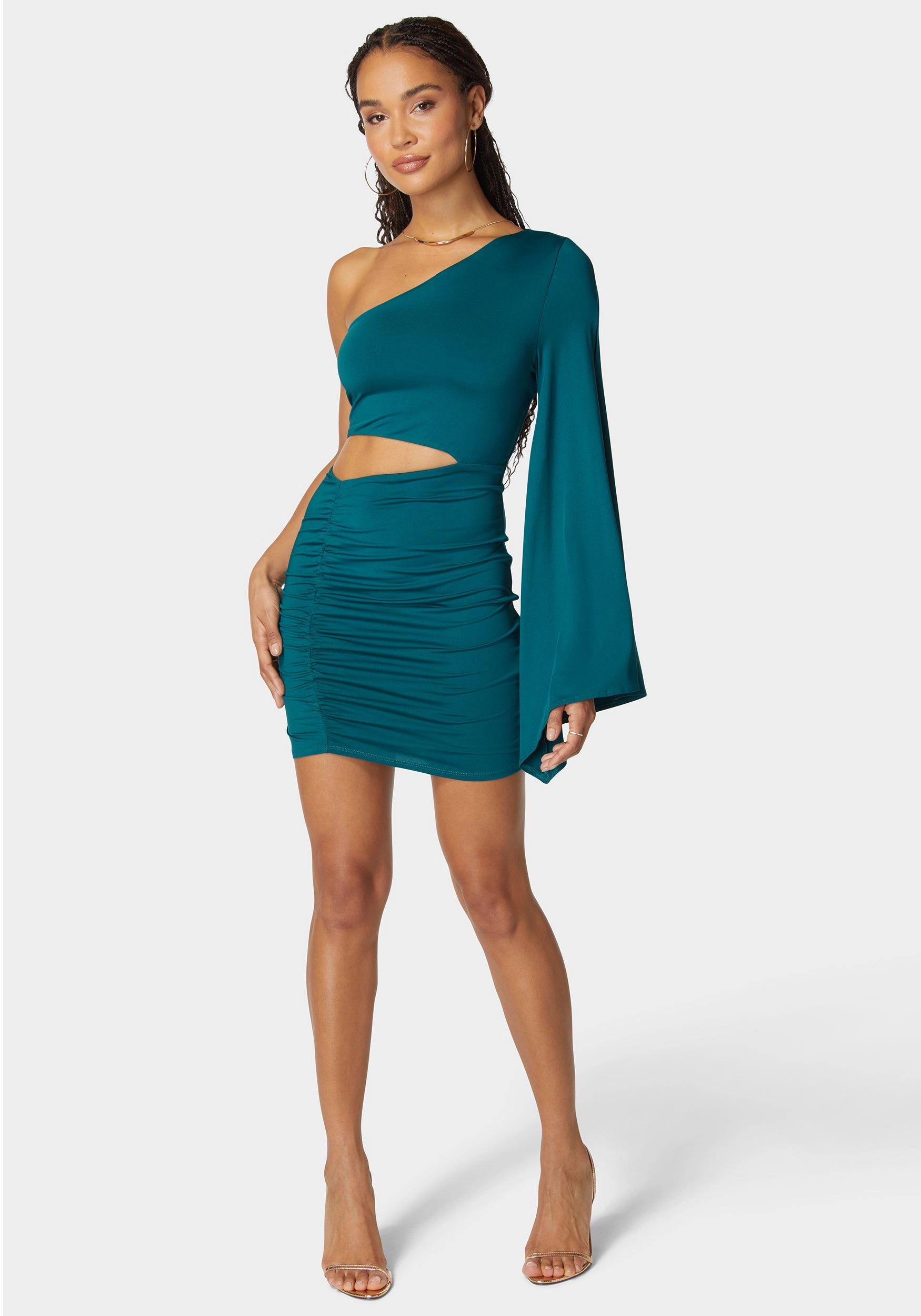 Flowy One Shoulder Asymmetrical Mini Dress travel mode