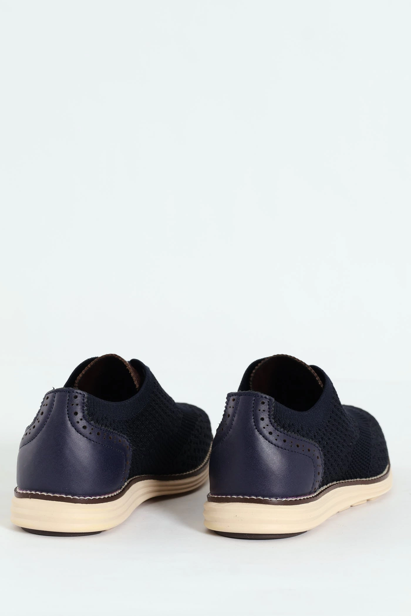 Flye Knit Smart Casual Lace Up Shoe - Navy Glossy Finish Soft Insole