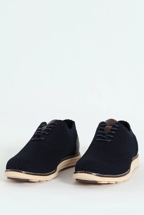 Corporate Formal Flye Knit Smart Casual Lace Up Shoe - Navy