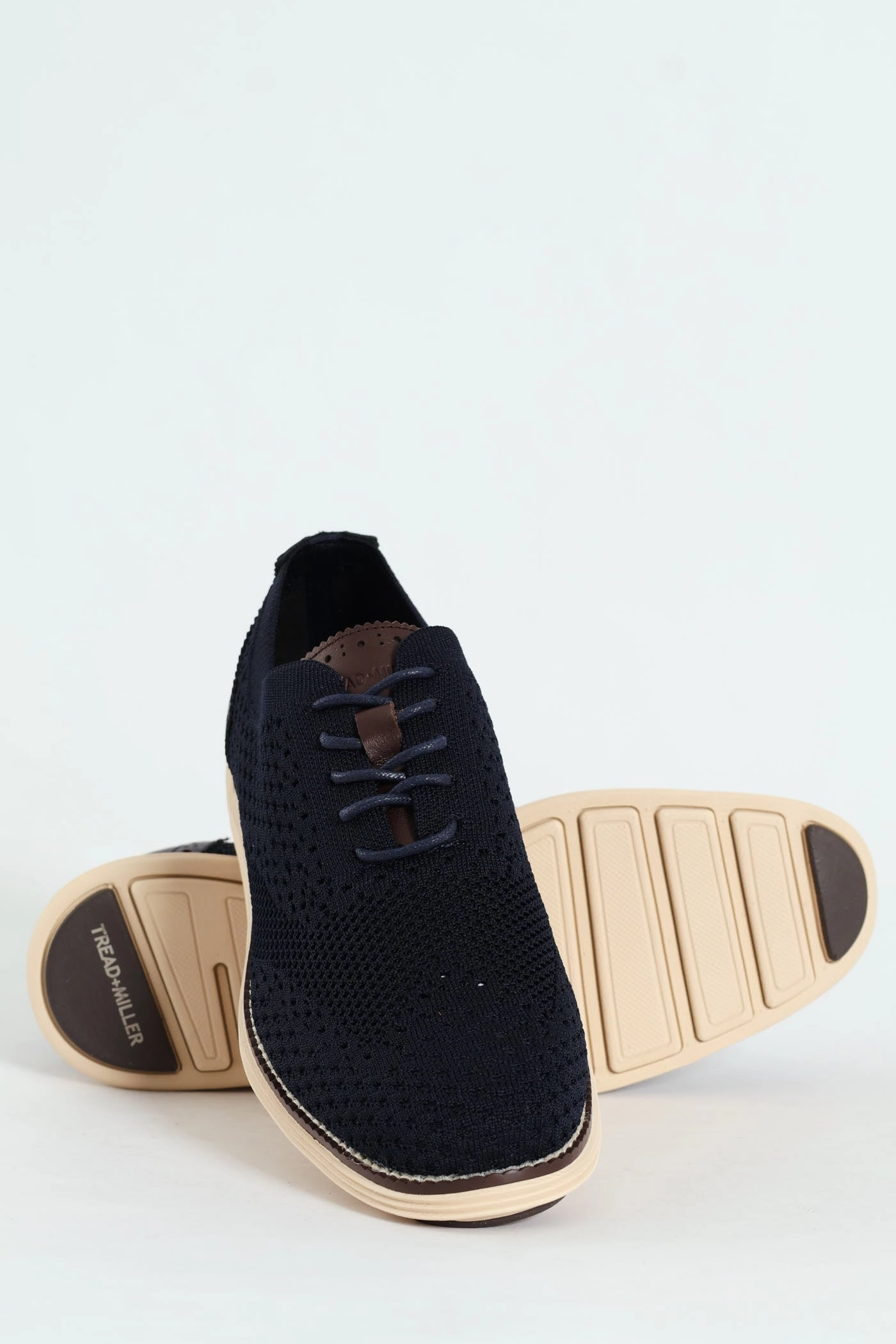 Flye Knit Smart Casual Lace Up Shoe - Navy Bright shade Gloss Touch