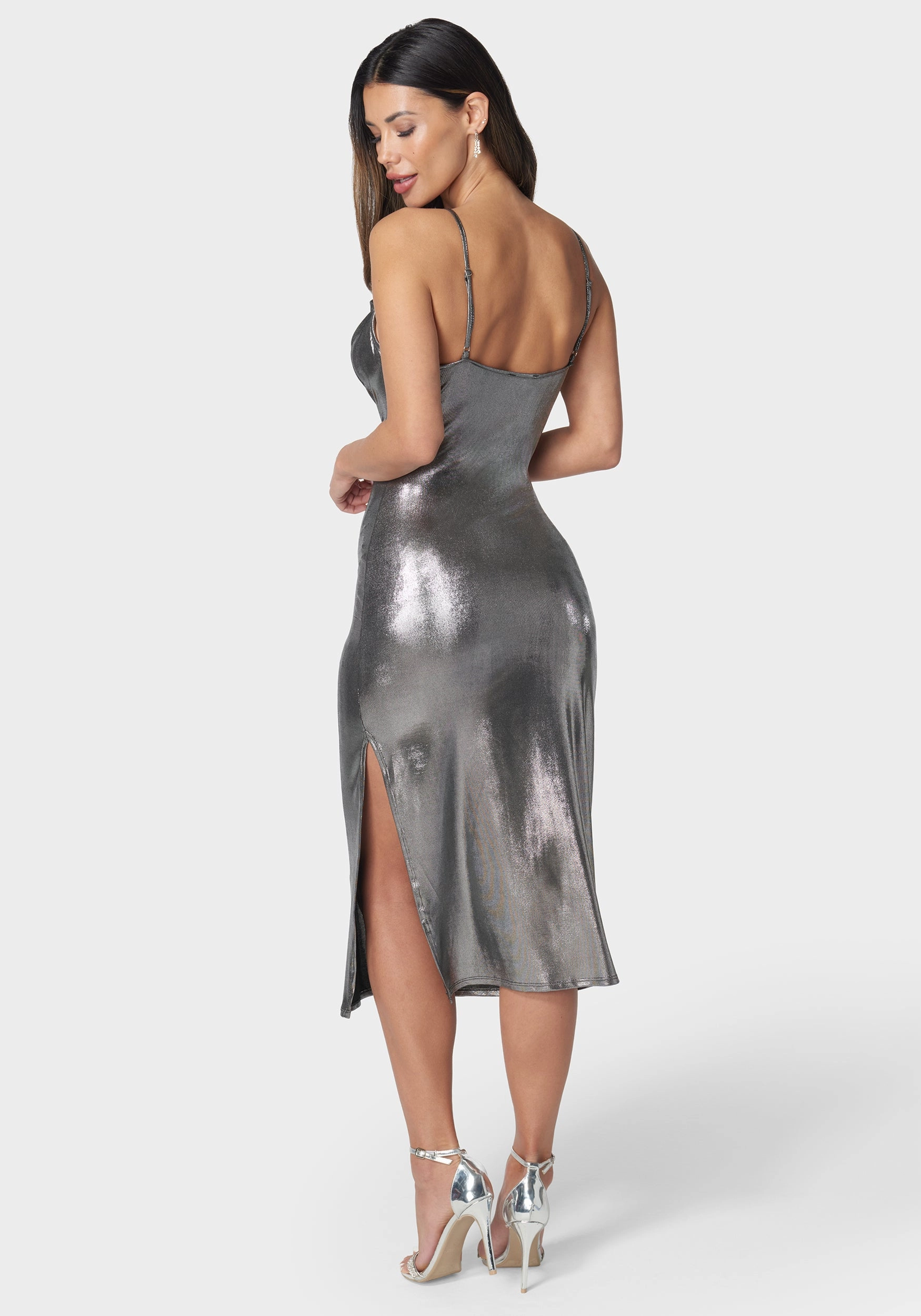 Foil Slinky Slim Maxi Dress Contrast-Panel Emerging-Brand