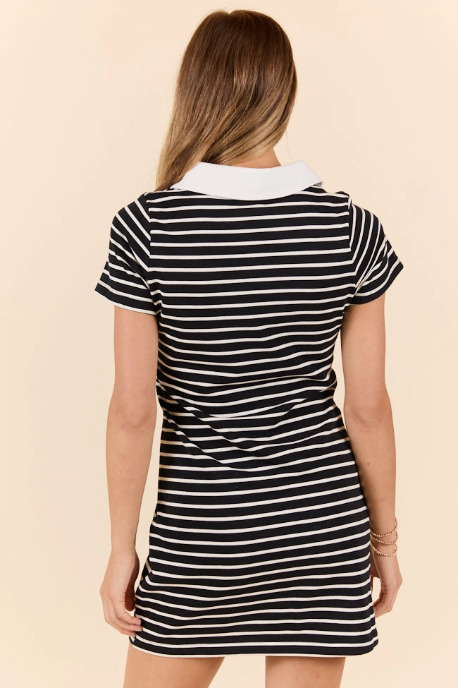 Prepared For Anything Black and White Collared Stripe Dress SALE Soft Stretch