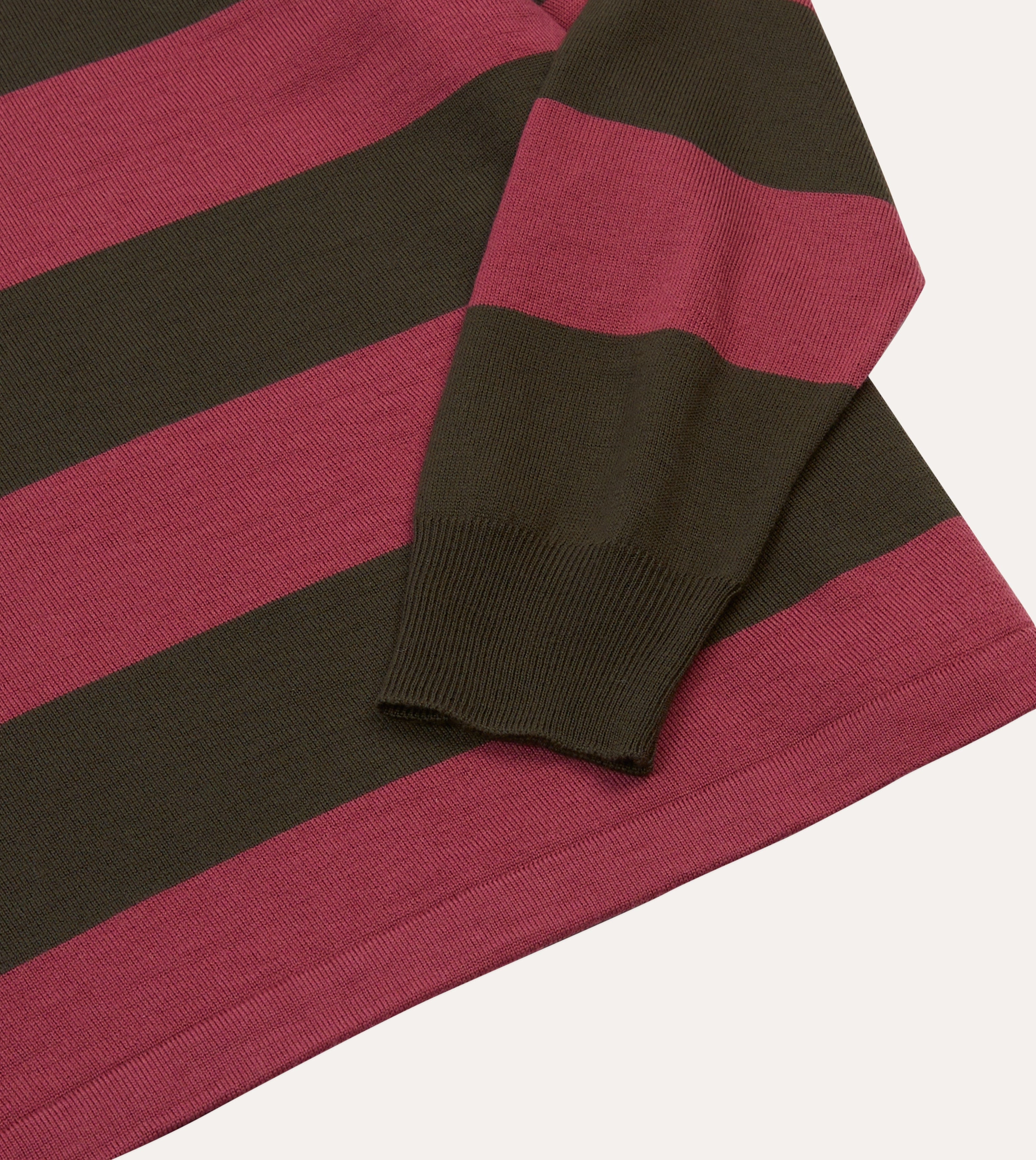 Designer Touch UV Protection Pink and Olive Block Stripe Knitted Rugby Shirt