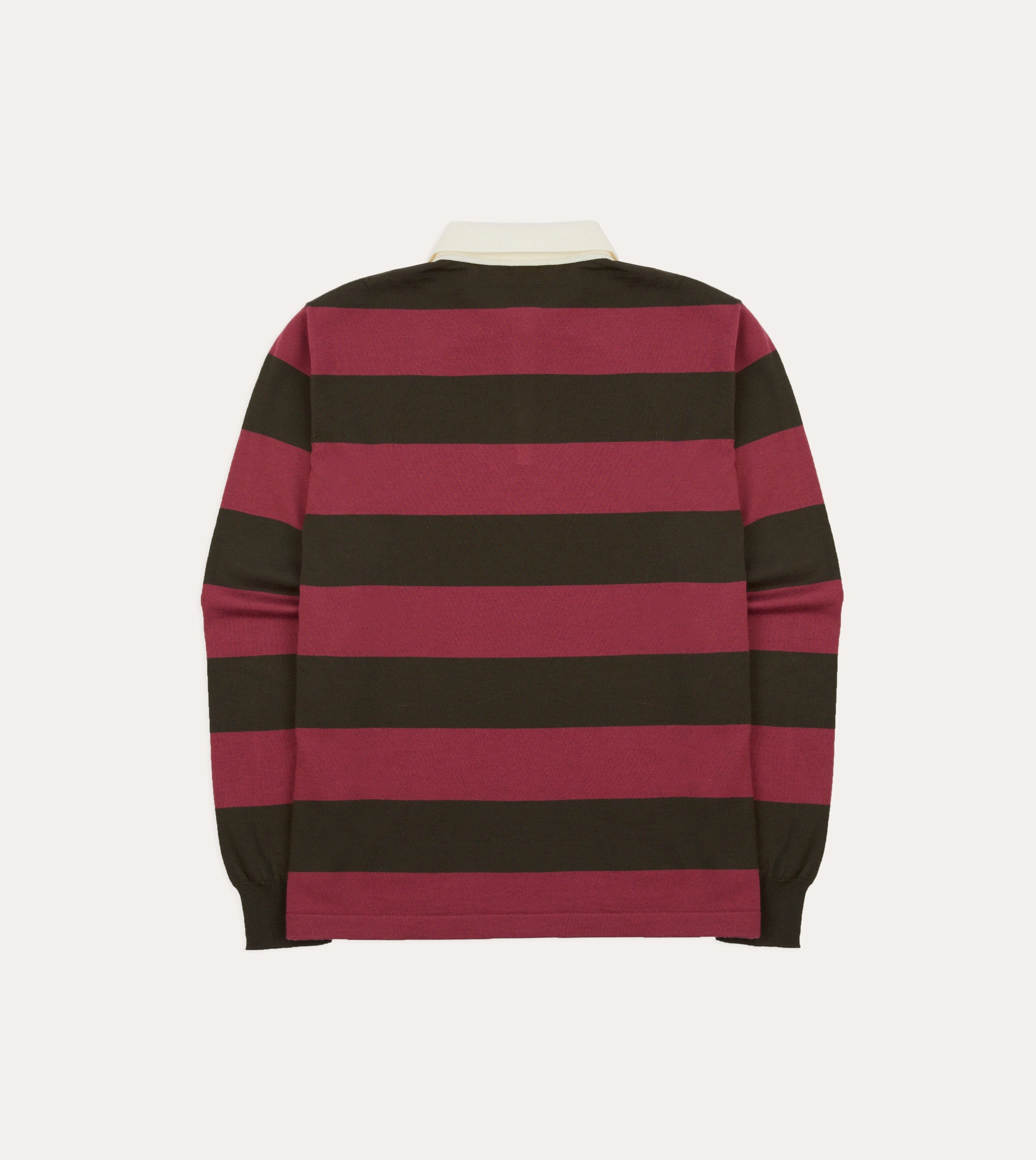 Pink and Olive Block Stripe Knitted Rugby Shirt Polished Look Eco Friendly Production