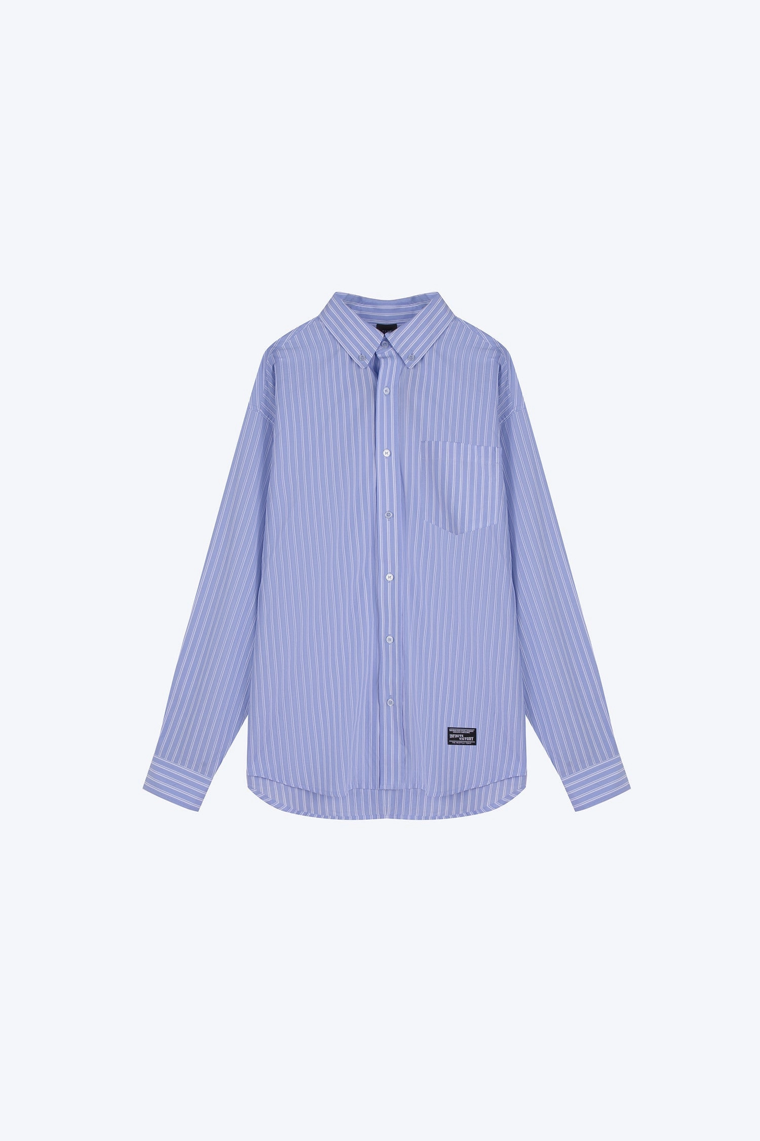 Striped Button-Down Long Sleeve Shirt - Checkered Blue Layered Collar Structure Timeless Style