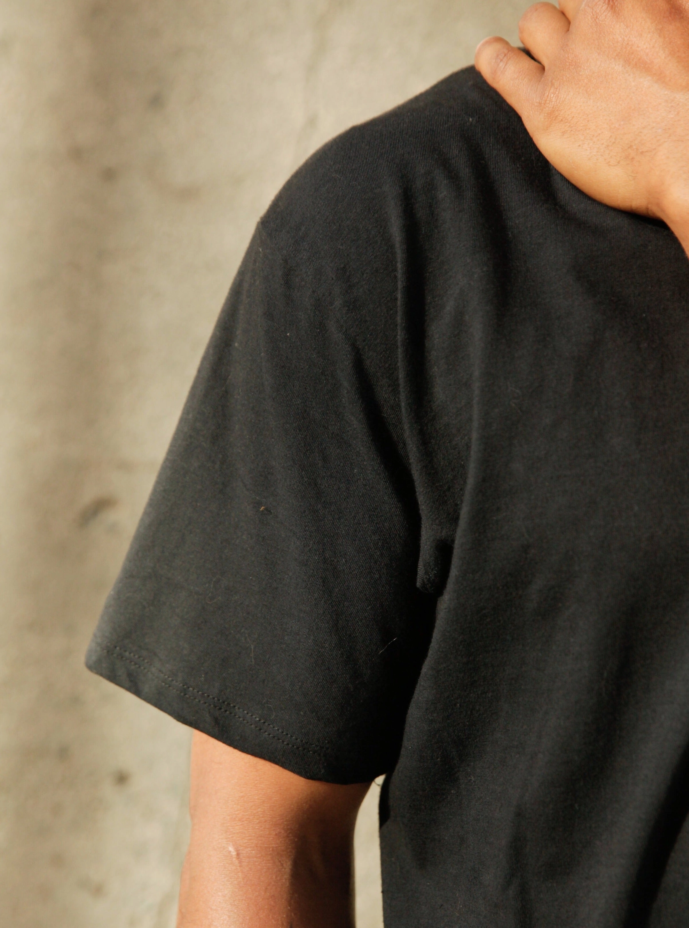 Men's Organic Crew Tee - Black Soft Wool Long Sleeve Polo