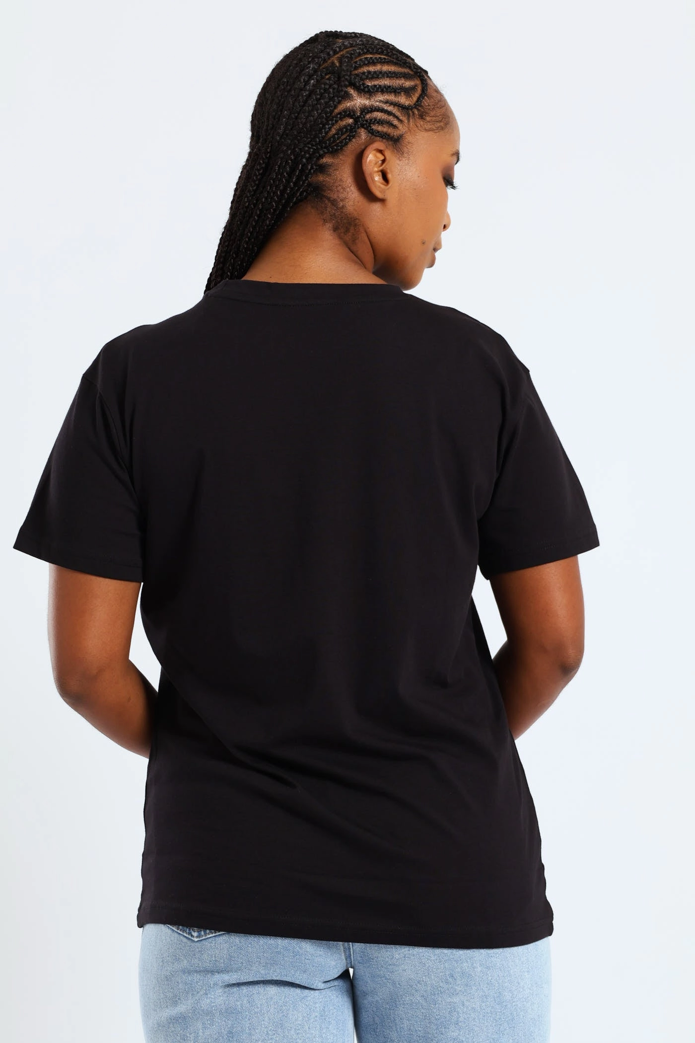 Short Sleeve Life Is Really Beautiful Flower Puff Regular Tee - Black Unstructured Silhouette Slim Fit Shirt