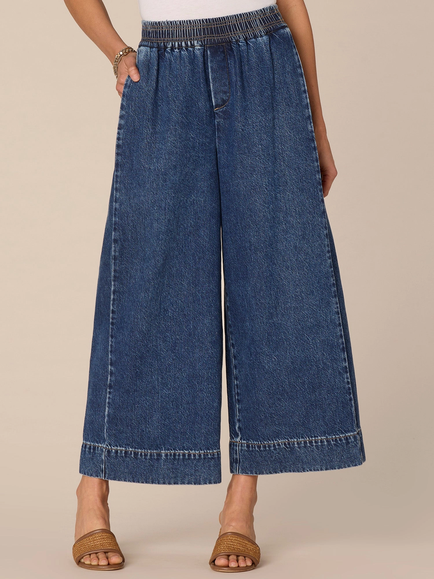 Skyrise Cropped Wide Glider Jeans with Pleating Daily Essential Affordable Beach Day
