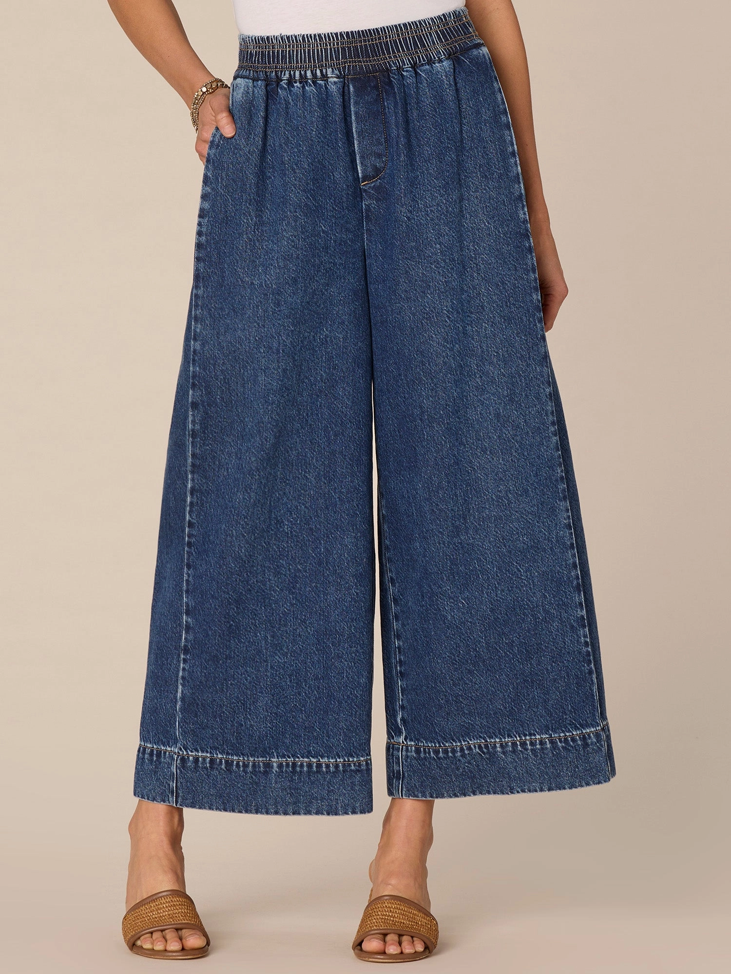 Everyday Eco Friendly Earthy Skyrise Cropped Wide Glider Jeans with Pleating