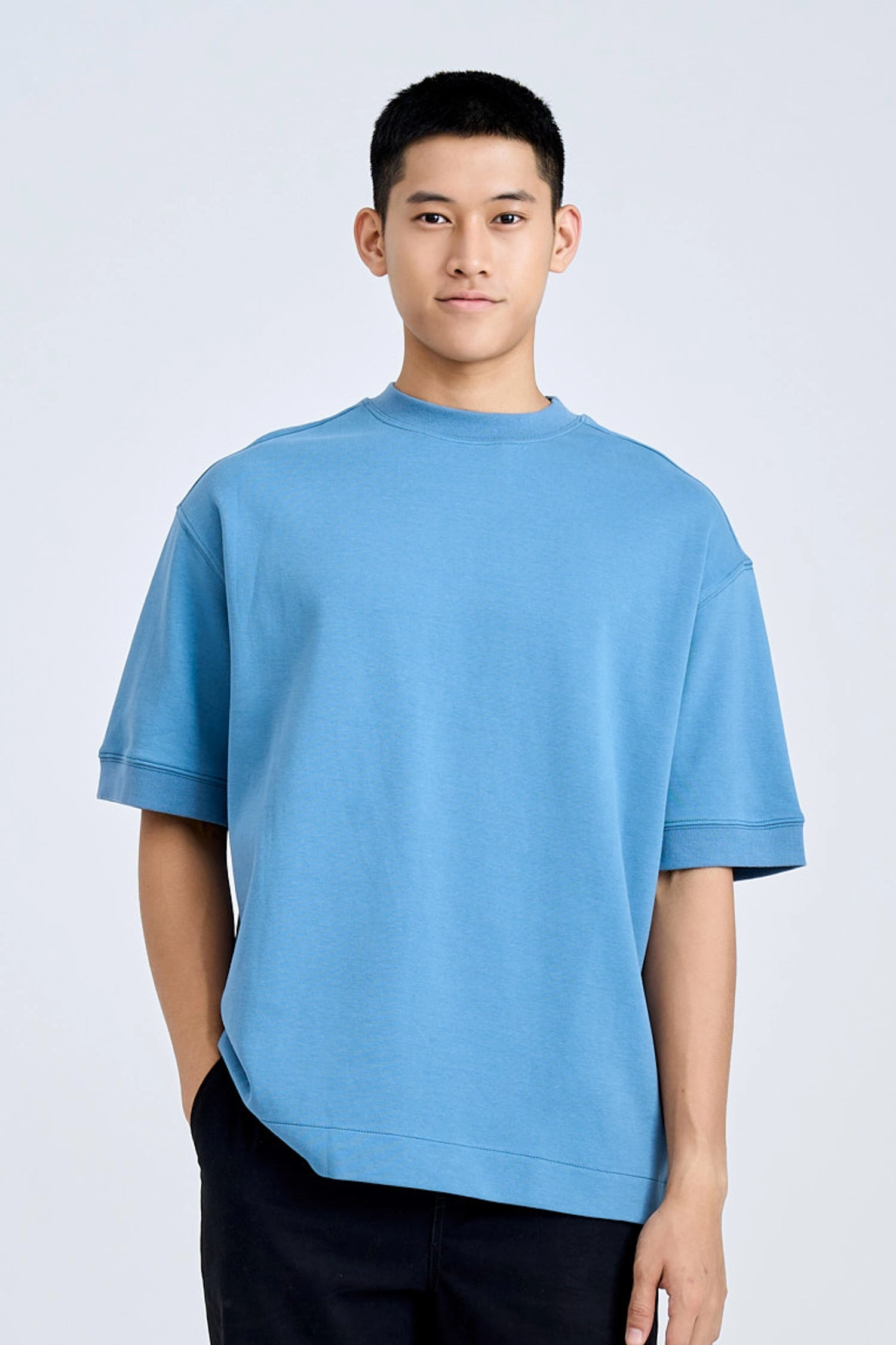 ZeroWaste Construction Thermal Regulation System (C) Oversized Fit Heavyweight Tee - Steel Blue [AT]