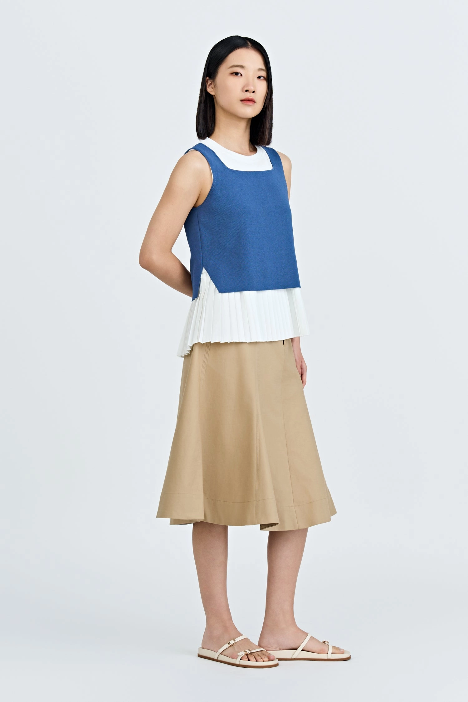 Performance Outfit Panelled A-Line Skirt - Khaki